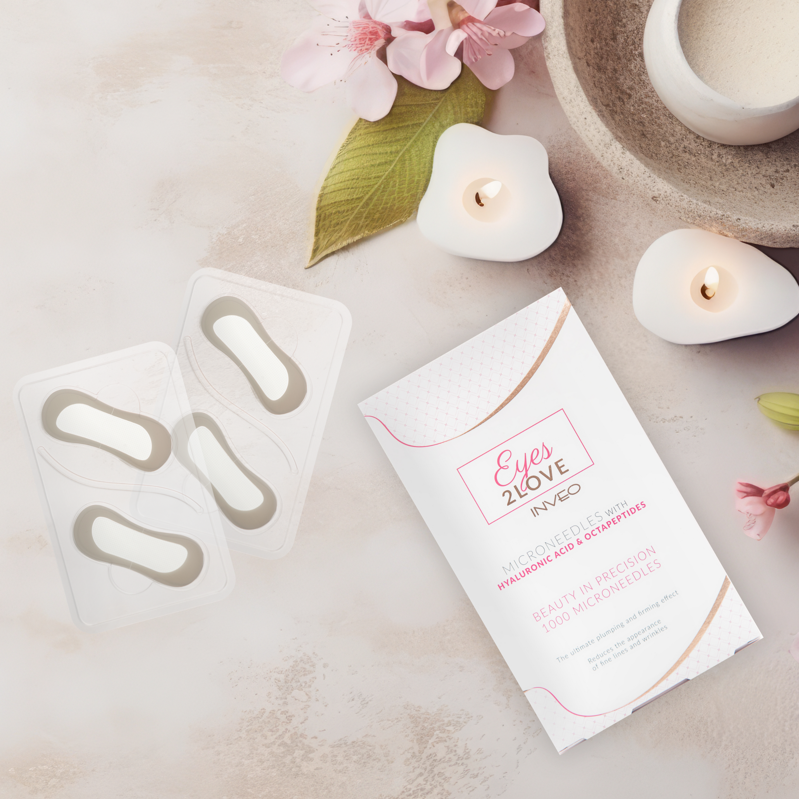 Eyes2Love under-eye patches with hyaluronic acid and octapeptide microneedles – 2 sets